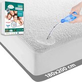 Protège Matelas Imperméable 180x200 - Drap housse éponge - Antibactérien - Elastique tout autour - Wit - Protège Matras Imperméable Incontinence Protège Matelas - 180 x 200