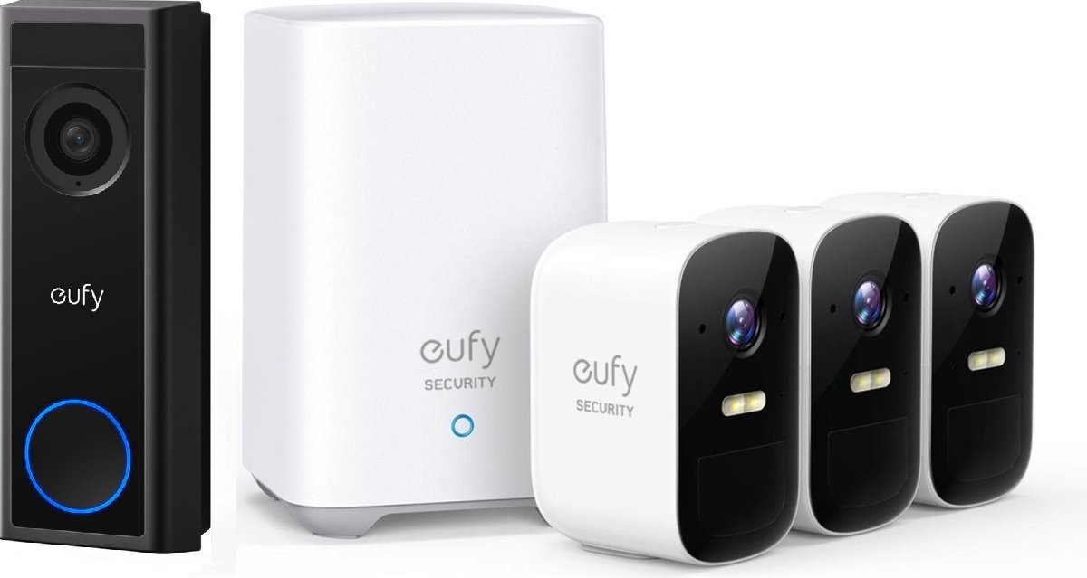 Eufycam Nachtzicht C30 2K FHD Video Deurbe+ 2C 3pcs Draadloze Beveiligingsset - Bundel