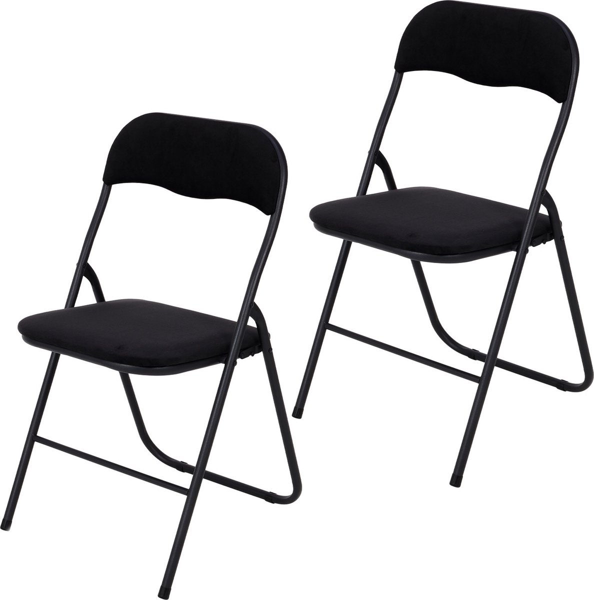 Infinity Goods Klapstoelen - Set van 2 - Vouwstoelen - Fluweel - Eettafelstoelen - Opklapbare Stoelen - 43 x 47 x 80 CM - Stoelen - Zwart