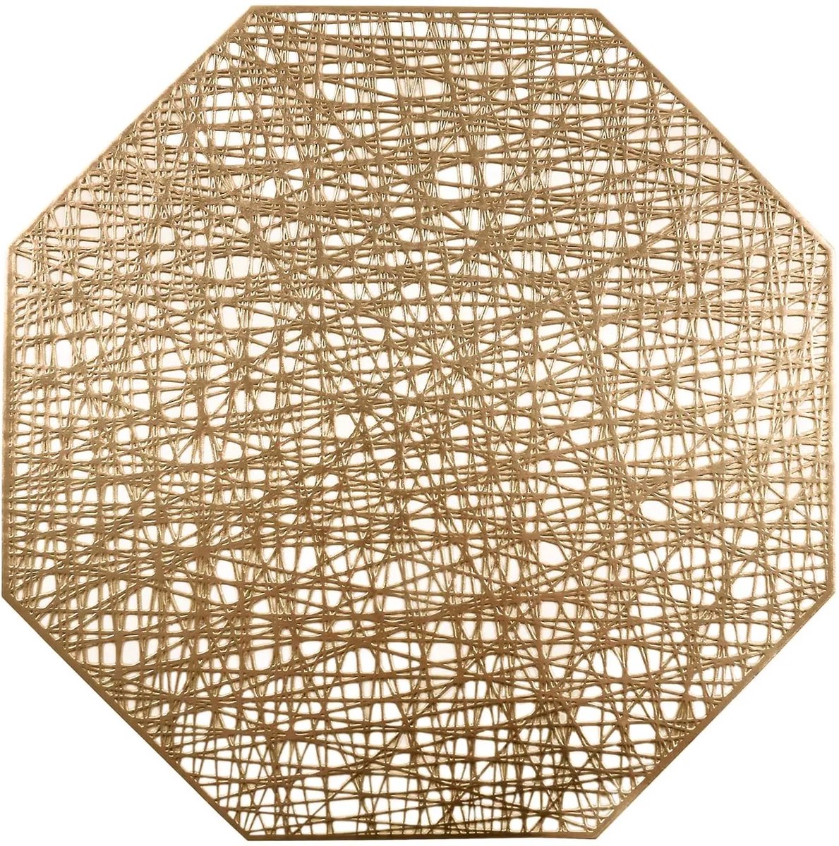 Lucy's Living Luxe placemat LUXY Gold - rond - ∅ 39 cm - pvc - kunststof – goud - achthoek
