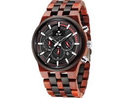 Stijlvol en duurzaam: Eastwood Heren horloge met hoogwaardige houten omkasting en band - tijd en datum aanduiding