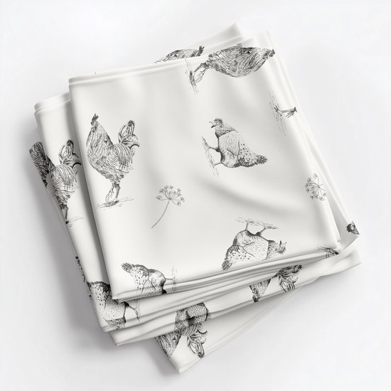 Servetten - Kippen grijs - set van 4 - 45x45 cm - Stof - Wasbaar - Feest decoratie Pasen - Tafeldecoratie - Herbruikbaar