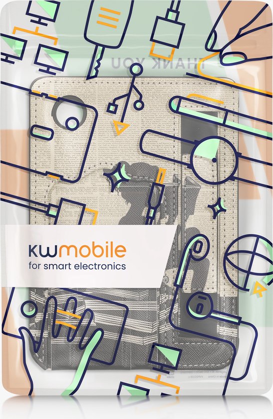 kwmobile e-reader hoesje geschikt voor Kobo Clara 2E hoes - Met polsband en standaard - Kunstleren e reader beschermhoes - Meisje met boeken design van Merkloos — afbeelding 5