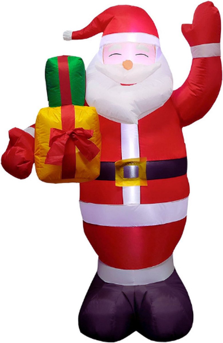 5FT Kerstopblaasbare Buitendecoraties – Kerstman met Felle Lichten – Tuindecoratie voor Gazon en Binnen – Kerstversiering voor Buiten – Opblaasbare Kerstman voor Feestdagen en Tuin