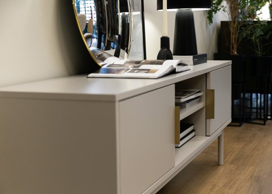 Selsey - Viviaro - Meuble RTV avec deux portes et niches - 154 cm - Grijs beige