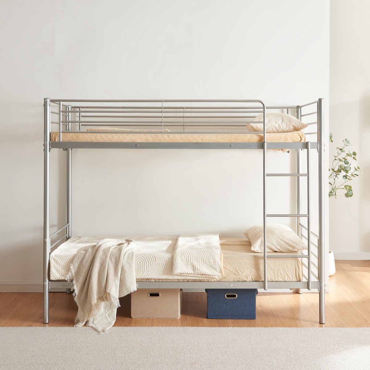 Stapelbed Soppsar metaal 208,5x97x165 cm zilverkleurig [en.casa]