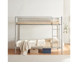 Stapelbed Soppsar metaal 208,5x97x165 cm zilverkleurig [en.casa]