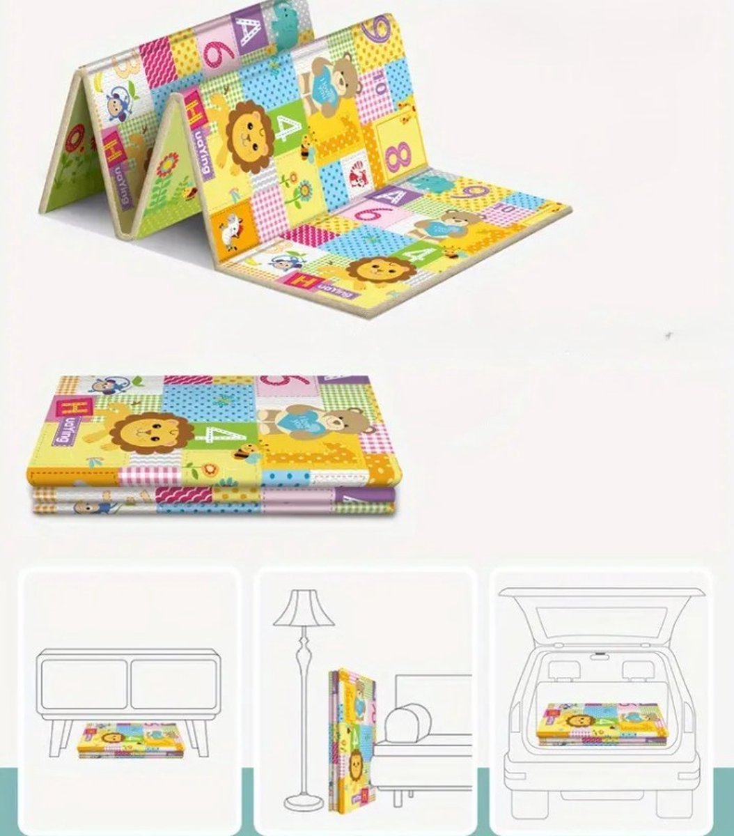 Dutchers® Veelzijdige Speelmat Voor Baby en Kind - Opvouwbaar - 176x93x0.5cm - Speelkleed - Jungle dieren