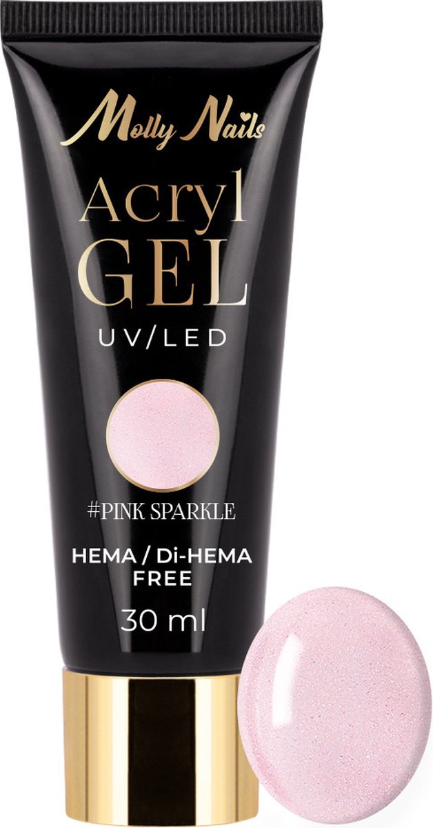 Goedkoopste Acrylgel Molly Nails Pink Sparkle 30ml Hema/DiHema vrij gelnagels - gel - acrylgel - polygel - nagels - manicure - nagelverzorging - nagelstyliste - buildergel - builder - uv / led - opbouwnagels - 30ml - Caramdia