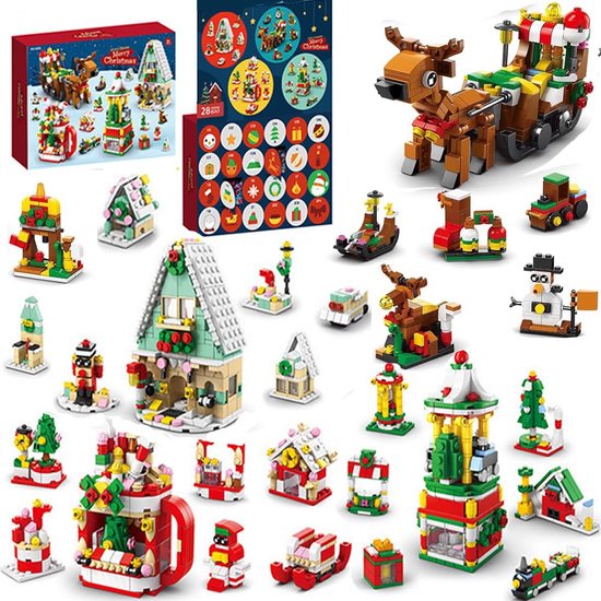 YYCHAN - Adventskalender Bouwsets - 24 Bouwpakketten Kerst - Speelgoed Kinderen & Volwassenen - Constructiespeelgoed - Kerstcadeau Kinderen - A