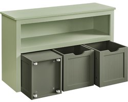 FurnStar - Kinderrek - Speelgoedopslag voor kinderen - Opbergkast -Speelgoedkast - Opbergdoos met wieltjes - Speelgoedrek - Voor kinderkamer - 102 x 30 x 60 cm - Laubergroen