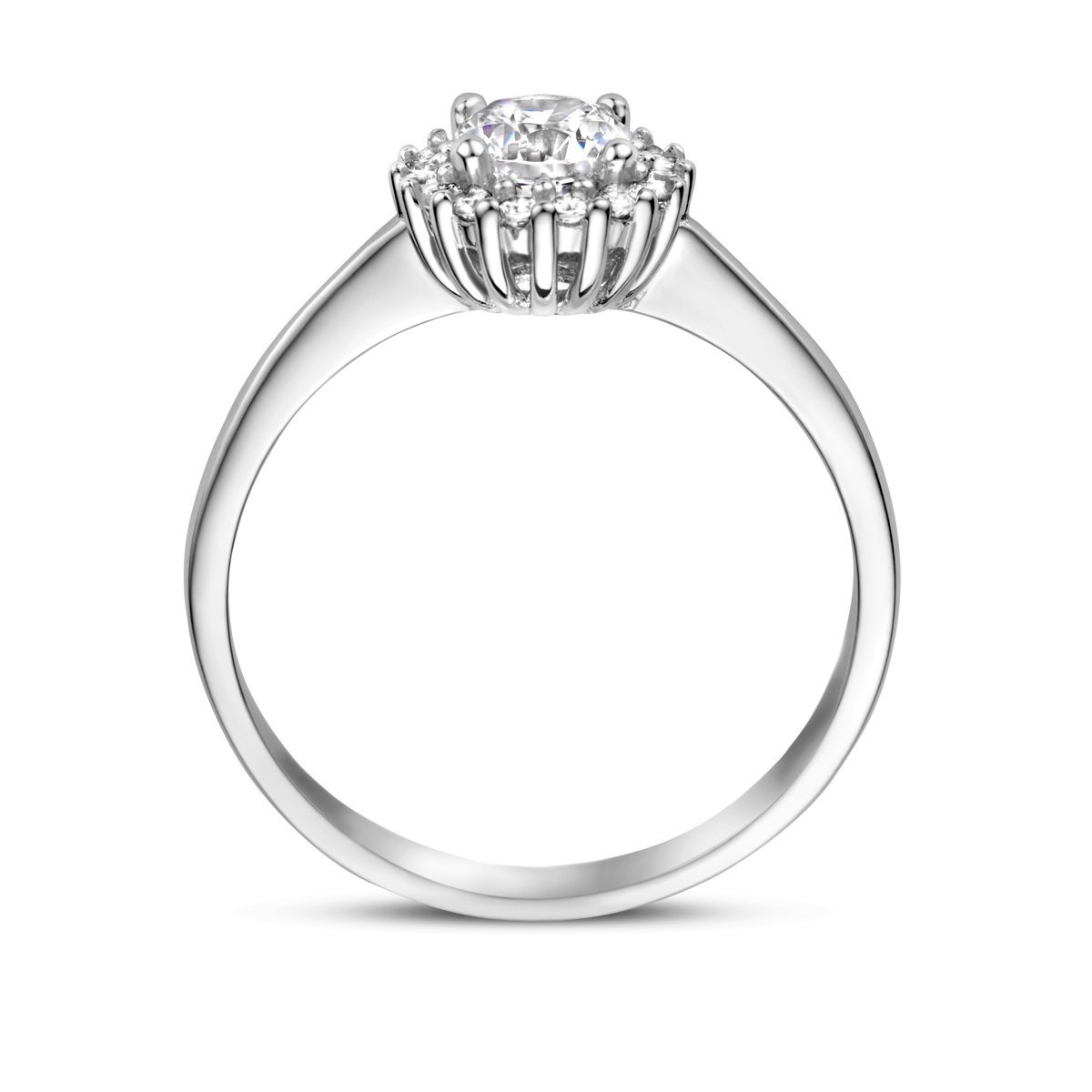 Gerhodineerd Zilver Ring Met Zirkonia Halo 1335629