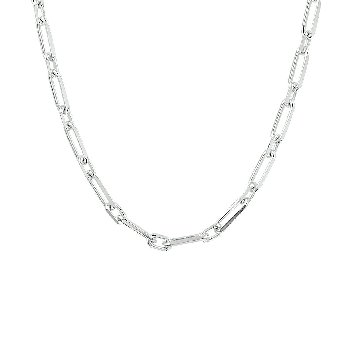 zilver gerhodineerd collier paperclip spitse buis 3,5 mm 41 + 4 cm 1333099
