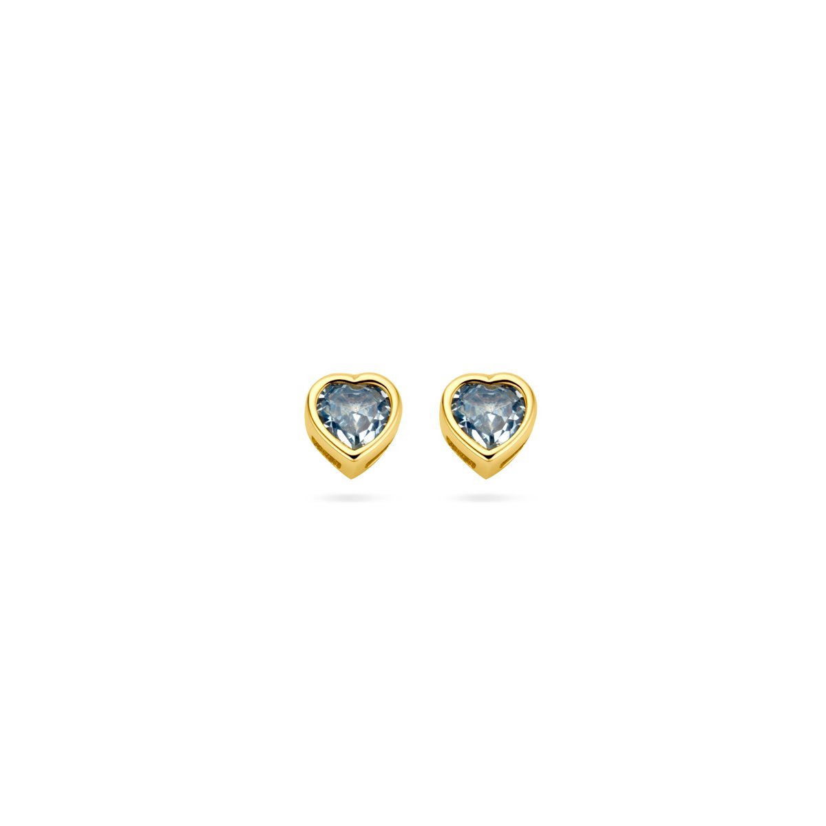 Oorknoppen Hart Met Zirkonia Geboortesteen 14K Geelgoud