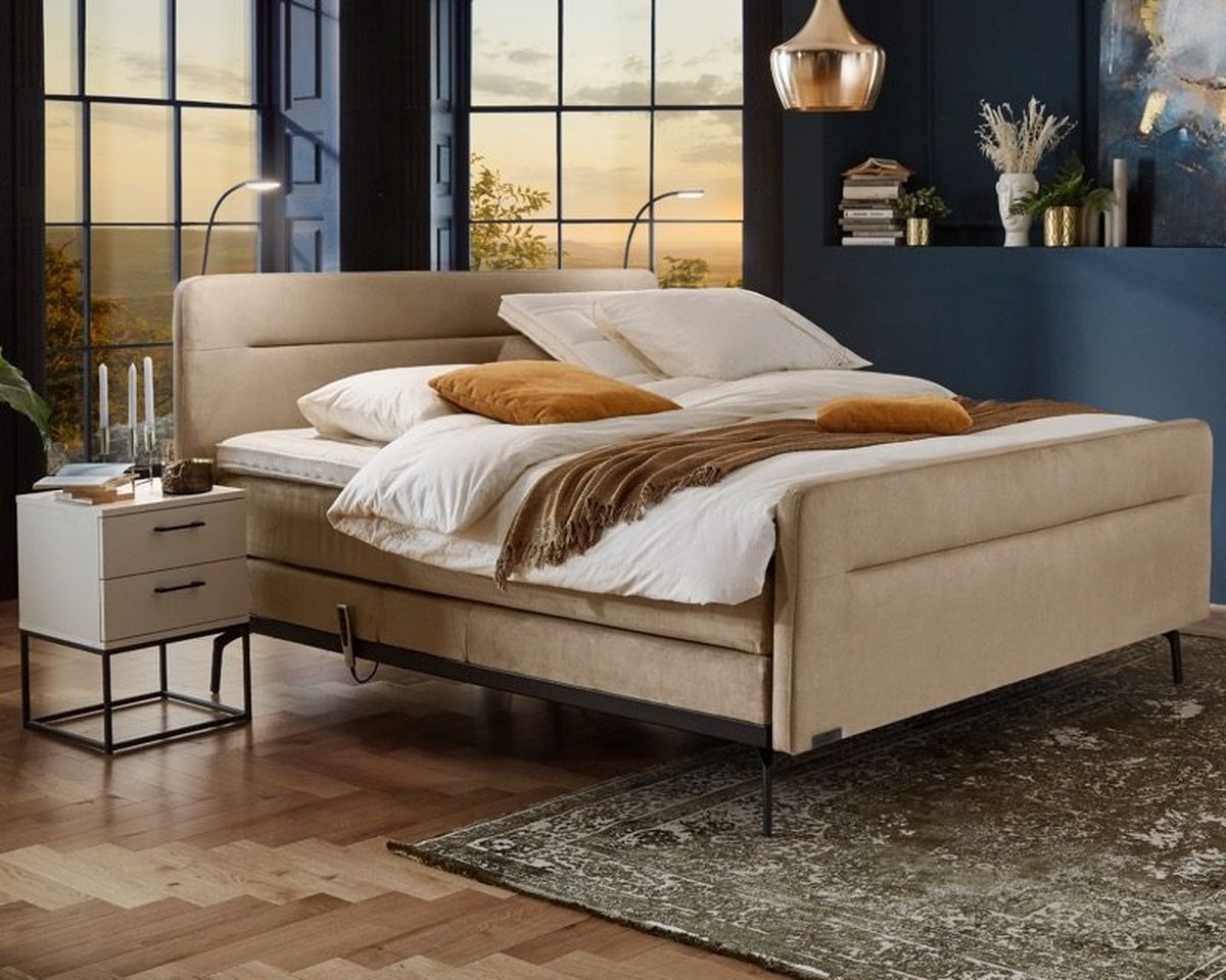 Boxspring Caresse 3310 - 160x200 - Elektrisch - Meegestofeerde Pocket 500 Matrassen - Incl. 750 topper Gelfoam - Vienna Dessert