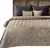 Oneiro’s luxe AGATA Type 1 Beddensprei Bruin + 2 x kussenhoes - 220x240 cm – bedsprei 2 persoons - beige – beddengoed – slaapkamer – spreien – dekens – wonen – slapen