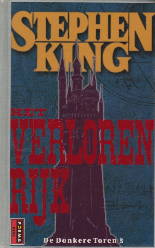 Boekomslag van Stephen King: Het Verloren Rijk. Een donker kasteel op een blauwe achtergrond met rode letters.