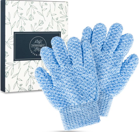 INTER-ESQUE Scrubhandschoenen - Exfoliating Glove - Blauw - 2 Stuks
