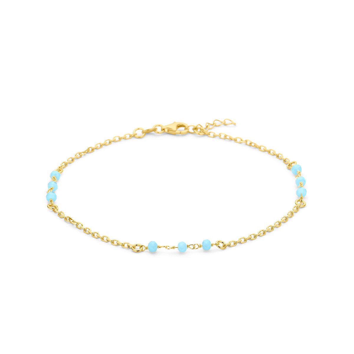 enkelbandje blauw kristal bolletjes 24 + 2 cm 3 micron