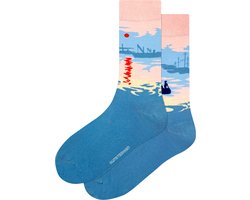 Kunst sokken - Impressie, zonsopkomst: Claude Monet - Sokken Heren 41 46 - Biologisch Katoenen Sokken - funny socks happy - Vrolijke Sokken - Grappige Sokken - Sokken Cadeau