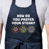 Comment préférez-vous votre steak ? - Formule 1 - Tablier de cuisine F1 | Qualité de la restauration | Unisexe, réglable et lavable | Cadeau Perfect pour un BBQ, un anniversaire, Noël ou Sinterklaas | Marine