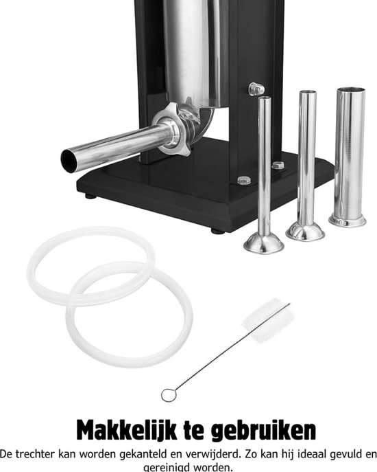 Worstenvuller - Handmatige Worstenmaker - Worstenvul Machine Roestvrijstaal - Professionele Worstmachine - Vleesmolen– Vulmachine - 3 liter - Zwart van Todeco — afbeelding 3