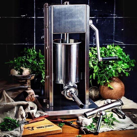 Worstenvuller - Handmatige Worstenmaker - Worstenvul Machine Roestvrijstaal - Professionele Worstmachine - Vleesmolen– Vulmachine - 3 liter - Zwart van Todeco — afbeelding 4