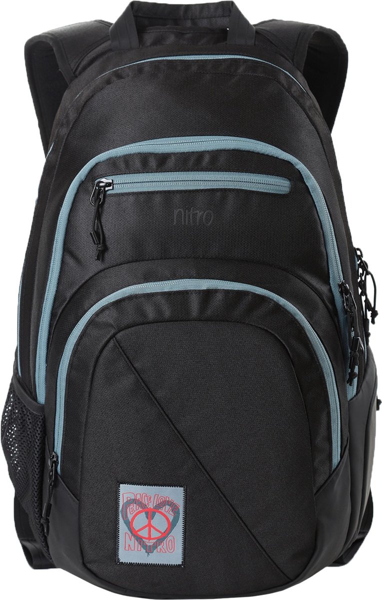NITRO Laptop rugzak Rugzak met laptopvak Daypacker Collection Stash 29 Backpack Peace Love Nitro Zwart