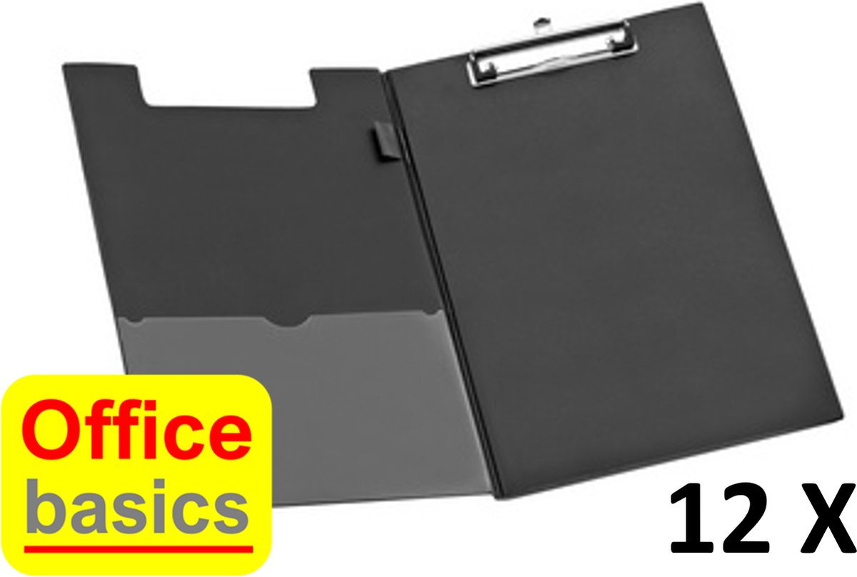 12 x Klembordmap Office Basics – A4+ - PVC – zwart
