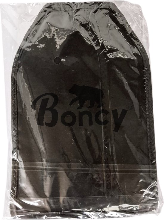 Zwarte Boncy wijnkoeler met berenlogo in plastic verpakking.