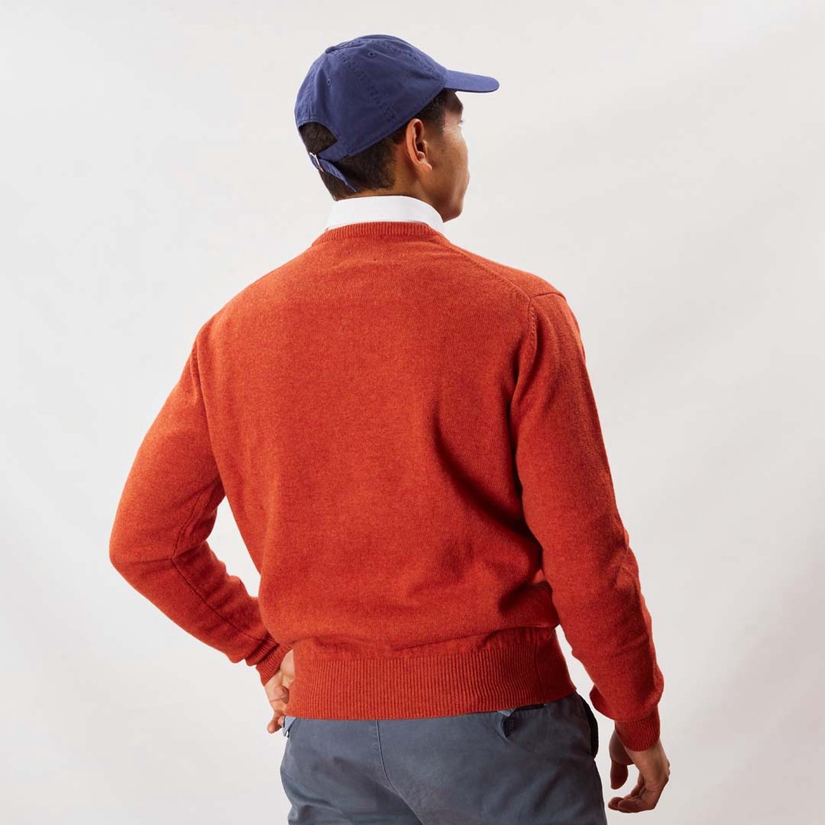 Osborne Knitwear Trui met V hals - Sweater heren in Lamswol - Pullover Heren - Ember - 3XL