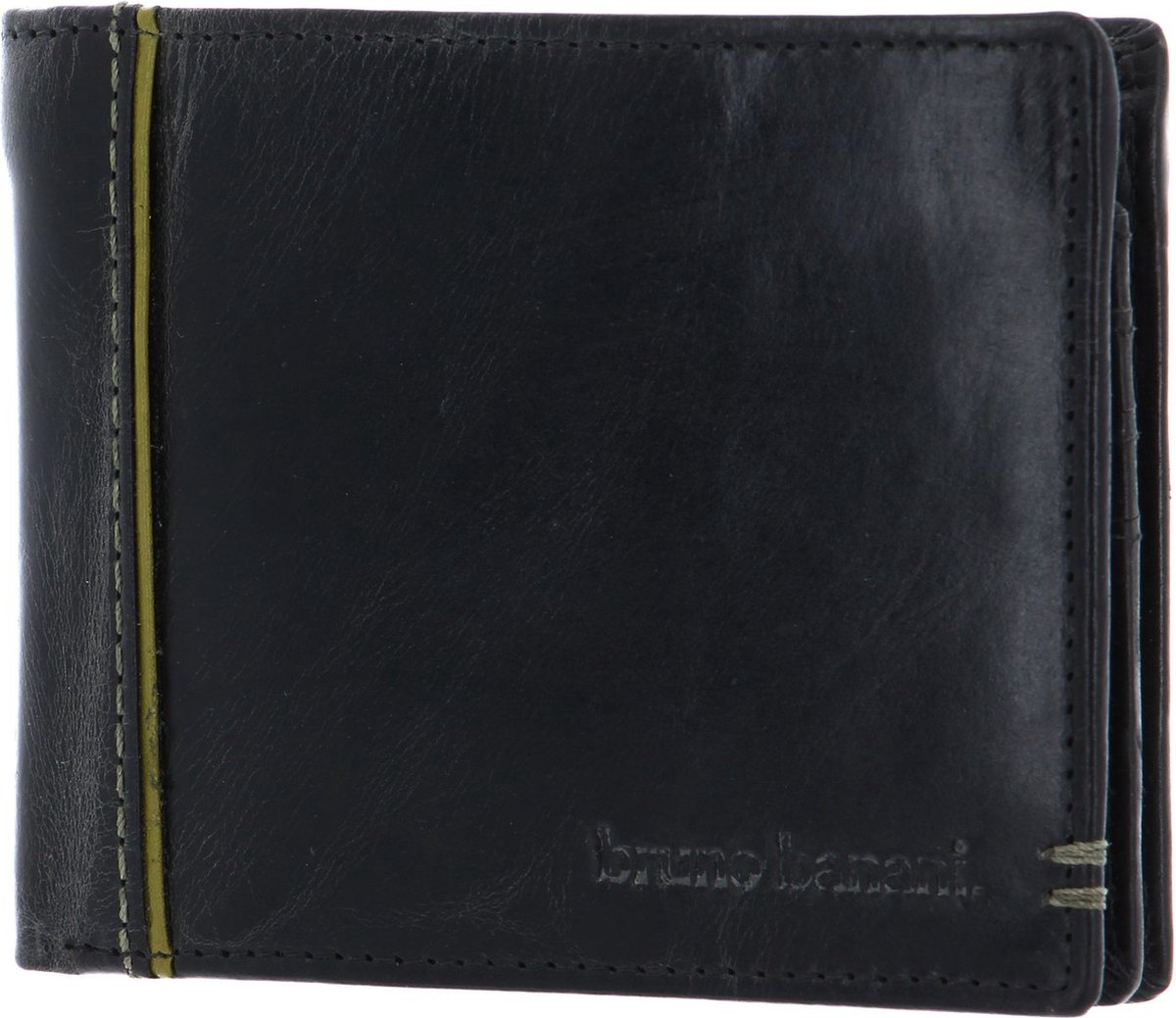 bruno banani Leren Portemonnee Wallet Black / Green Zwart