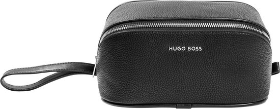BOSS Storyline Leather Pencil Case, 16cm, Genuine Black Leather With Chrome Logo
