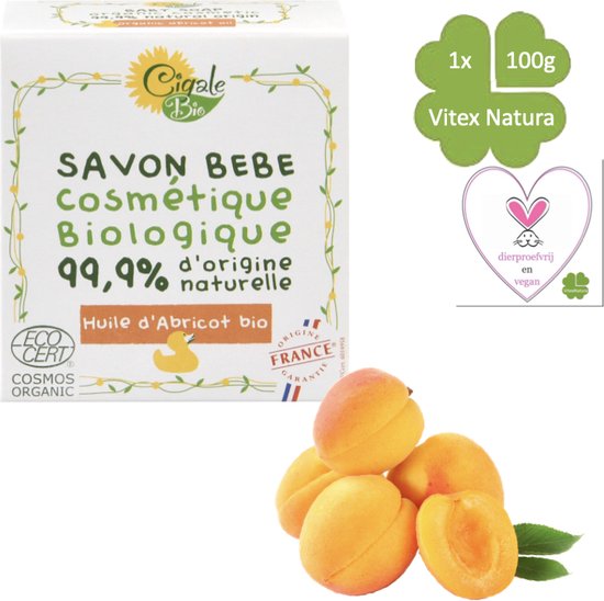 Baby zeep met abrikozen olie - 100g - Biologisch Hypoallergeen - Voor de gevoelige huid - Verlichtend voor eczeem - Cigale bio van $ — afbeelding 3