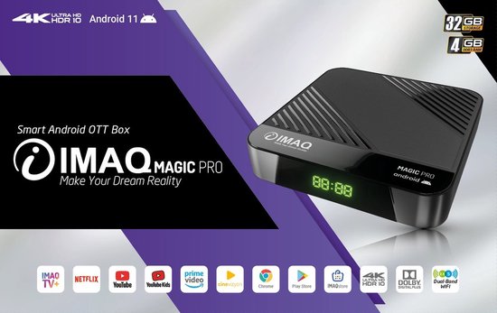 Vizyon Magic PRO - AndroidTV - 4K UHD - OTT IPTV - Mediaspeler Box - Google en Netflix 4K - Gecertificeerd Chromecast - Streaming Box - 4GB RAM 32GB ROM