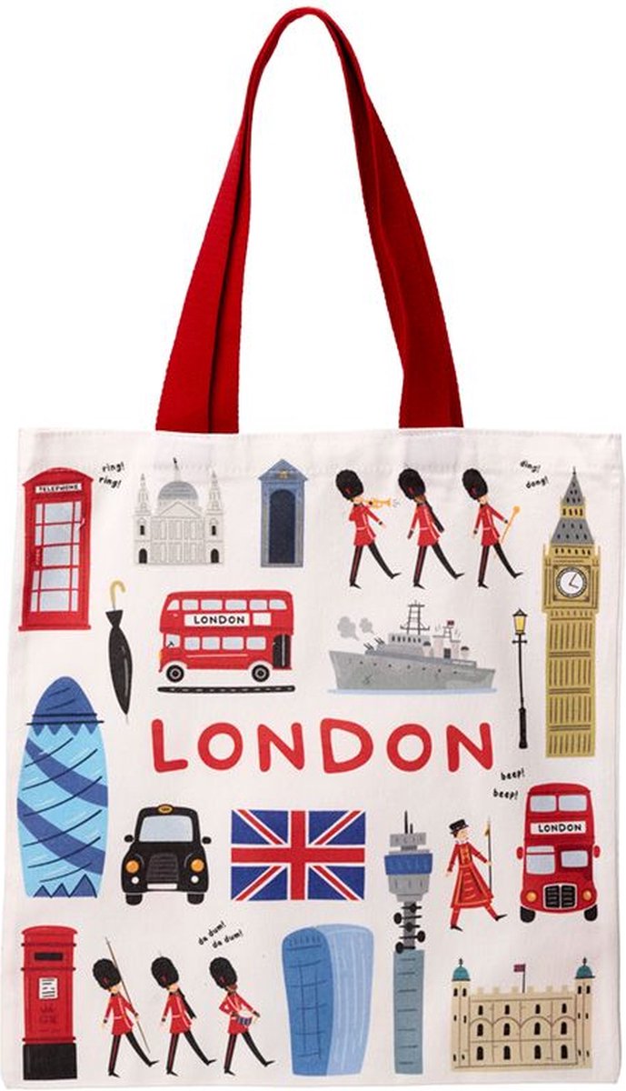 Tas Shopper - LONDON - Skyline Iconic Sights - Polykatoen Herbruikbaar - 39.5x37.5cm