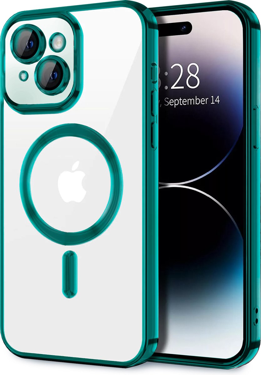 TG Techgrip - Hoesje Geschikt voor iPhone 15 Magsafe Compatible Groen - Back Cover Hoesje met ingebouwde 9H HD camera glas bescherming - Groen Hoes Geschikt voor iPhone 15