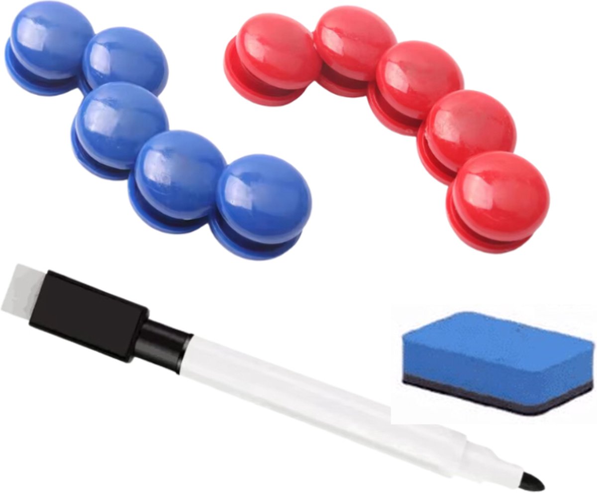 WM Sports Voetbal magneten - Magneten - Voetbalmagneten - Magneetjes - Tactiekbord magneten - Magneten voor tactiekbord - Inclusief wisser en een stift - 27 Stuks