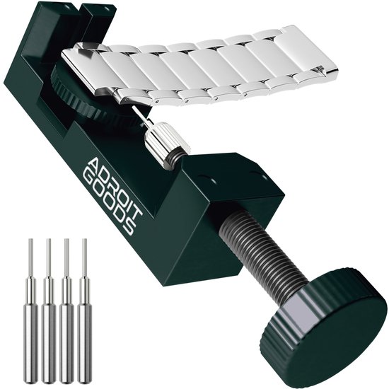 AdroitGoods Horlogeband Inkorter - Staal - Horloge Gereedschap - Horloge Pin Verwijderaar - Inclusief 4 Pinnen - Groen