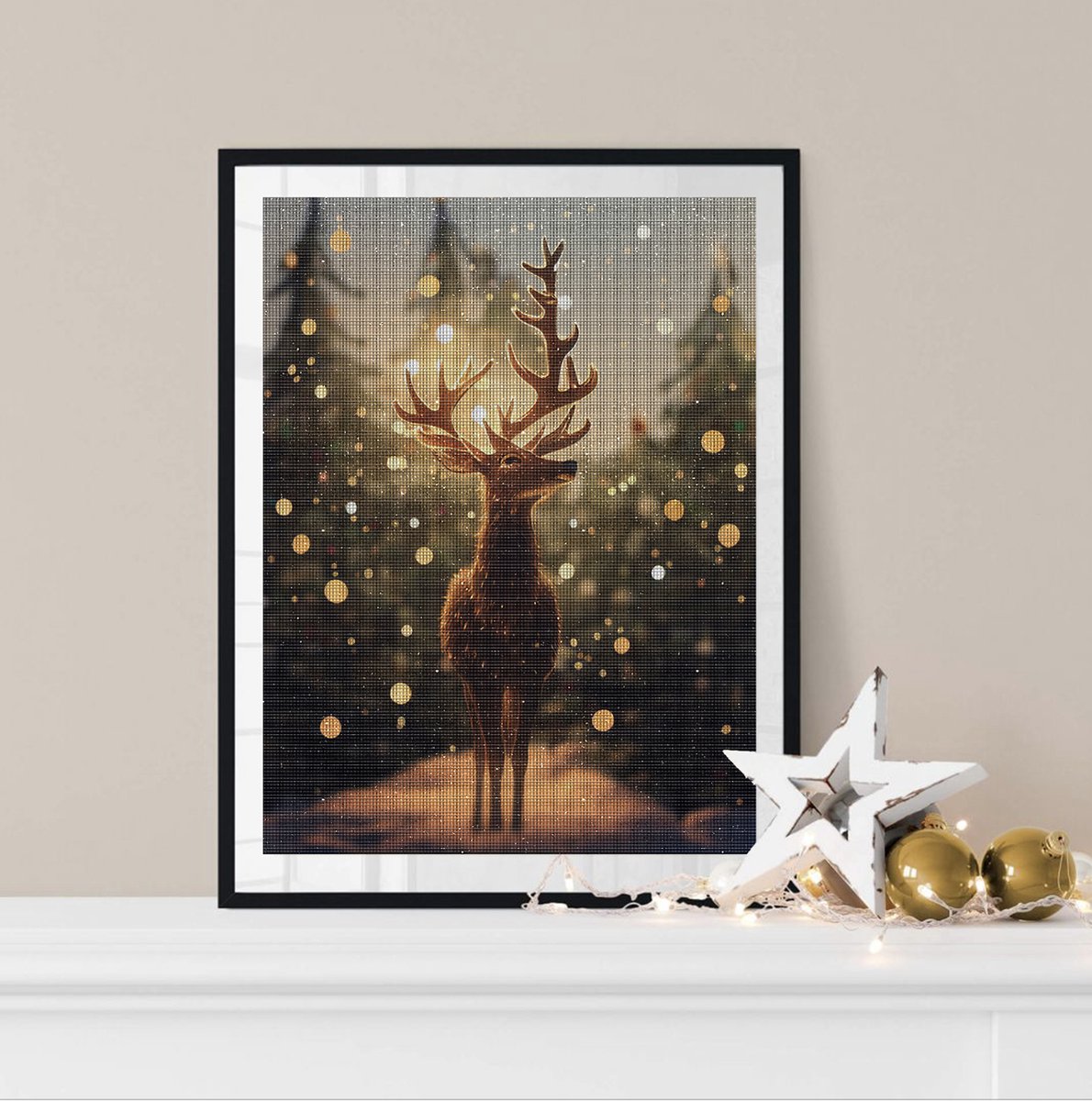 Paintd Diamond Painting Volwassenen Kinderen - Kerstmis Kerst Hert - 30x40 - Vierkante steentje — afbeelding 3