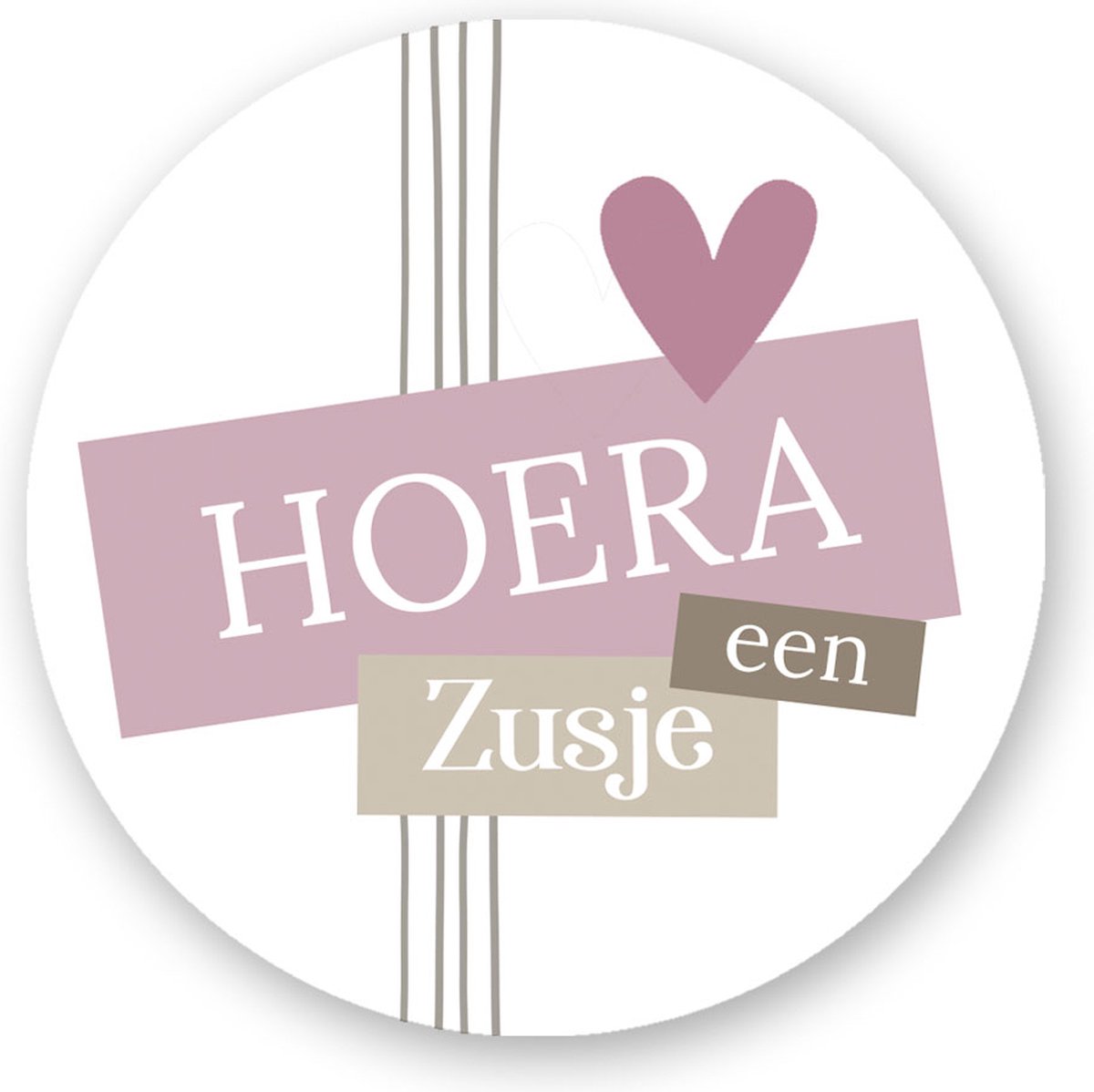 25x Sluitsticker - Hoera een Zusje stripe - Sluitzegel geboorte - 4 cm Sluitstickers Pimp Studio