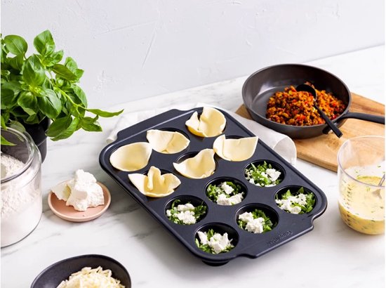 GreenPan Bistro Muffinvorm - 12 muffins - PFAS-vrije antikleeflaag - Keramische bakvorm - Ovenbestendig tot 230°C - Zwart