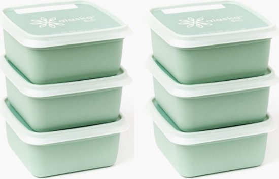 Amuse® | Boîte congélateur BIO Vert Alaska 500 ml | 6 pièces | 70% à base de canne à sucre | Contenants d'aliments frais