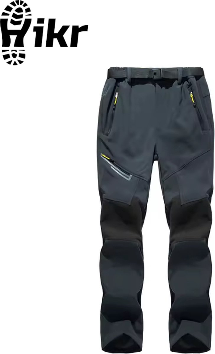 Hikr® Waterdichte broek heren SlimHS02 Wandelbroek Fleece broek Slimfit Warme regenbroek Winddicht Hiking outdoor broek Herfst winter lente Grijs