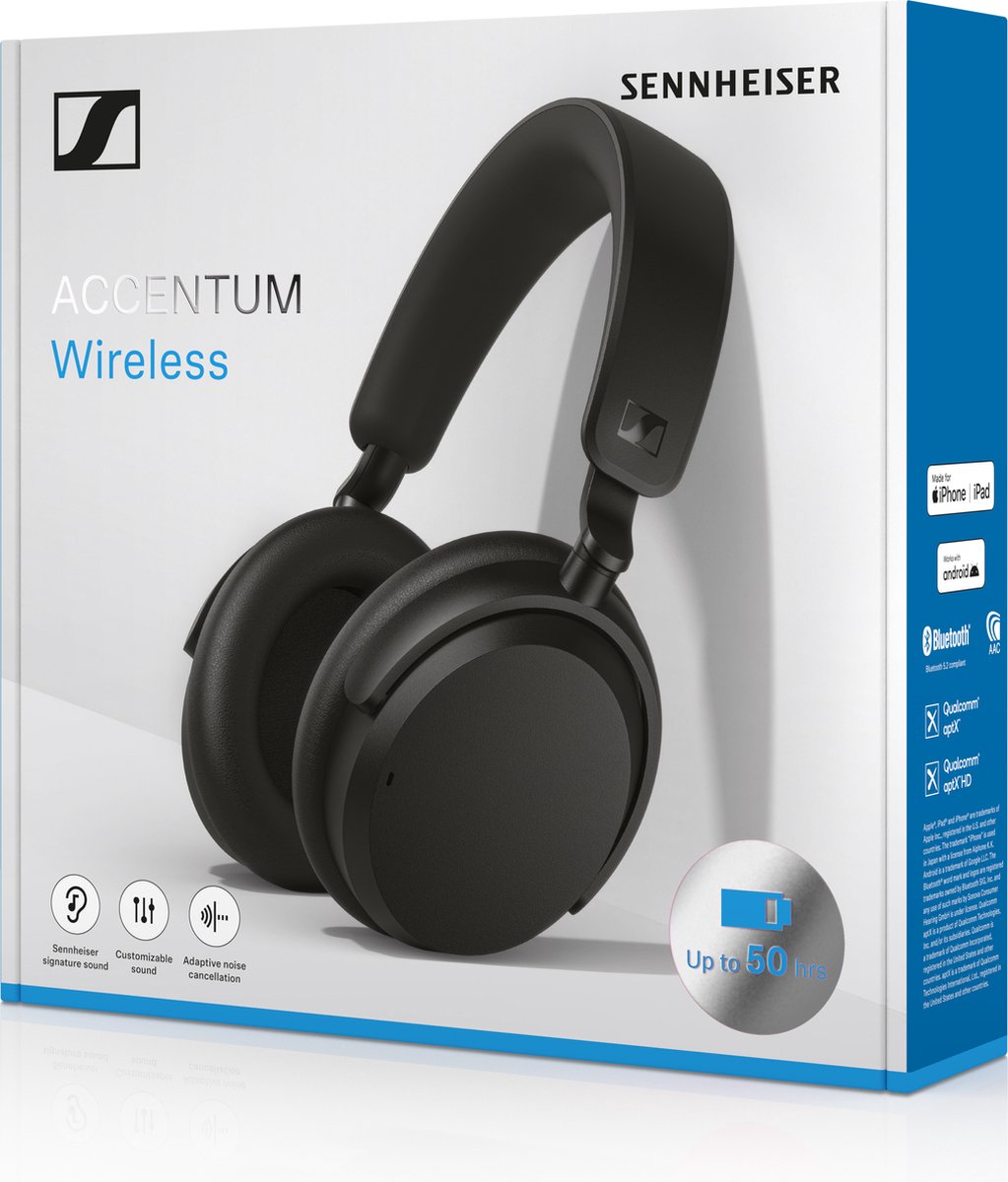 Sennheiser Accentum Wireless - Draadloze over-ear koptelefoon met Noise Cancelling - 50u batterij - Snelladen - 2 Microfoons - Zwart — afbeelding 6