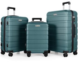 TAN.TOMI Kofferset - 3 Delig - 95L Handbagage + 65L +41L - Reiskoffer met 4 wielen - Handbagage Ruimbagage - Cijferslot - Licht donkergroen