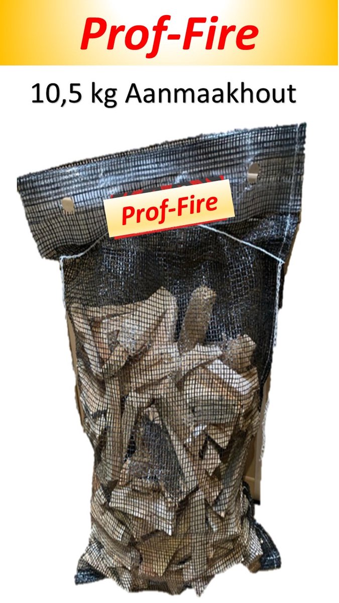 Prof-Fire | 10,5 Kg Droog Aanmaakhout in Netzak | Top kwaliteit - BBQ - Kachel - Vuurschaal - Pizzaoven - Open Haard - Vuurschaal - Plancha - Green Egg