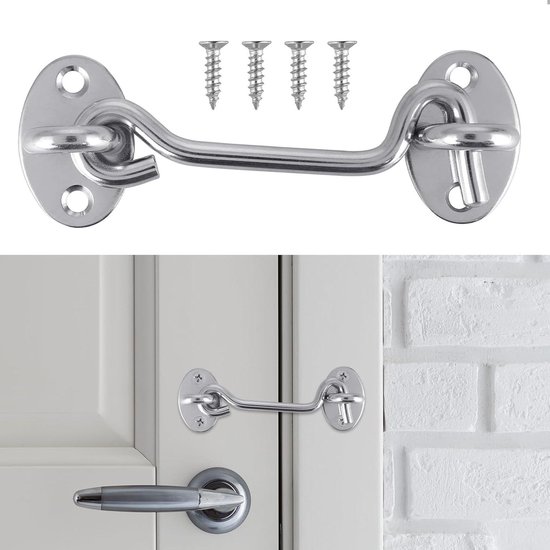 2 stuks 4 inch haak en oogvergrendeling roestvrij staal schuur slot cabine haken buiten metalen deur look poort sloten met montageschroeven voor raam kast stille beugel houder zwart 2 stuks 4 inch haak en oogvergrendeling roestvrij staal schuur slot cabine haken buiten metalen deur look poort sloten met montageschroeven voor raam kast stille beugel houder zwart