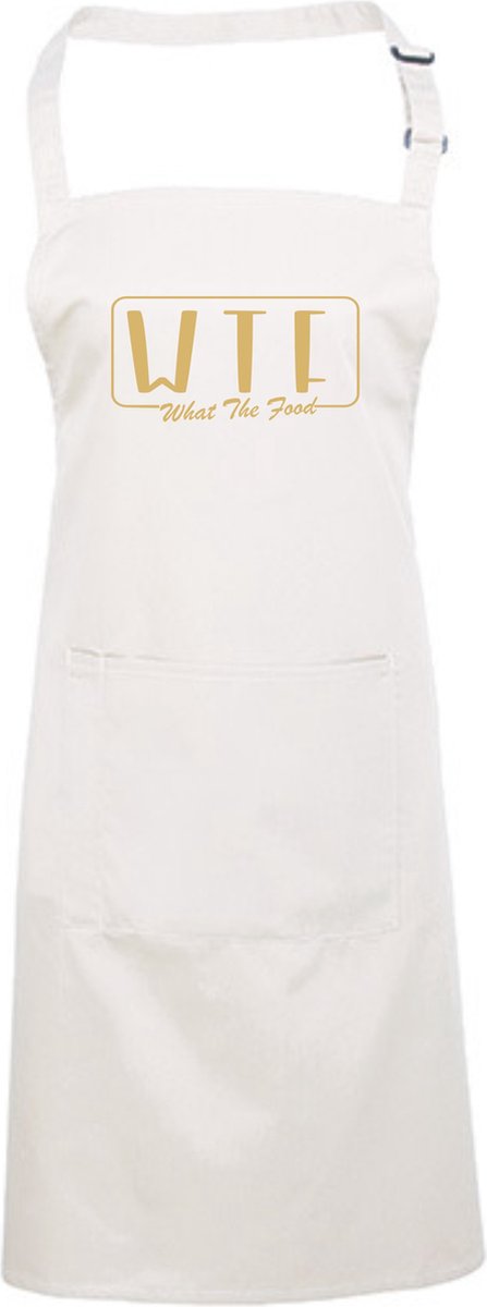 Wit Keuken BBQ schort WTF What The Food in Goud - Specialities By Eizook