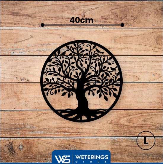 Weterings Store® - Décoration murale industrielle - Arbre de vie - Décoration de salon - Métal - 40x40cm - Revêtement en poudre